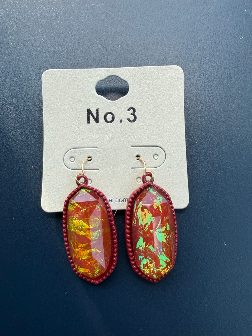No.3 Red Iridescent Dangle Earrings